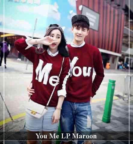 LenganPanjang Kaos Couple Lengan Panjang Keren Baju Pasangan Murah YouMe Maroon