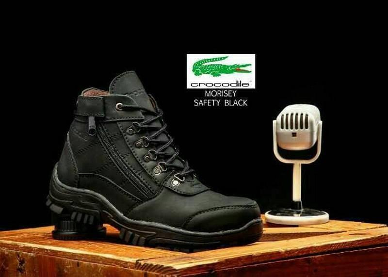 Sepatu Boots safety shoes ujung besi Casual Pria Kulit Handmade Model Single Zipper BKS07 GAHHAR Sepatu Safety Kulit Gahhar Elastis - Hitam / Sepatu Safety Pria / Sepatu Pria Murah / Sepatu Pria Kulit Slip On Pdl Kulit Jeruk Pdl Security Pdl Pria