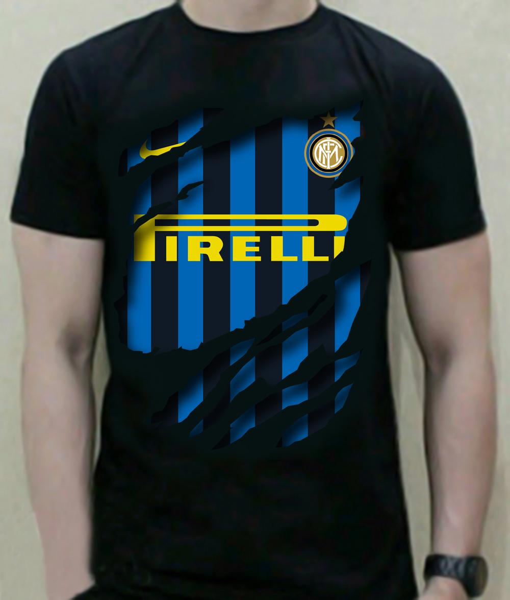 Kaos Pria Bola Dominic Desain 3D Sablon DTG PREMIUM Club INTER - Hitam
