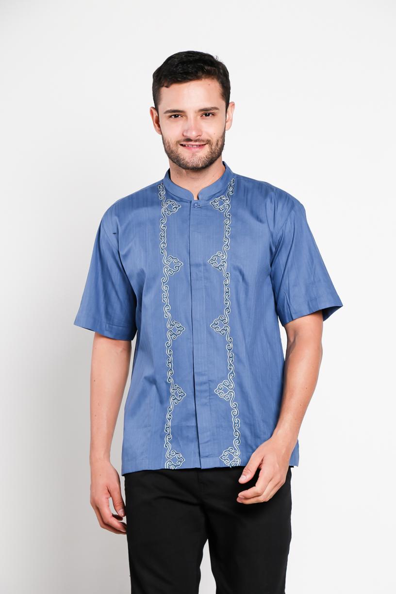Aitana Baju Koko Pria Bordir YN-11721-SS Biru