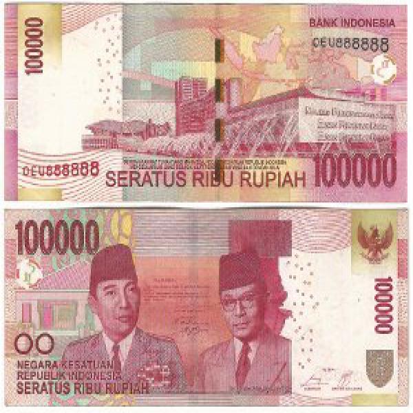 Uang 100000 soekarno Hatta NKRI 2014 nomer seri cantik solid 8