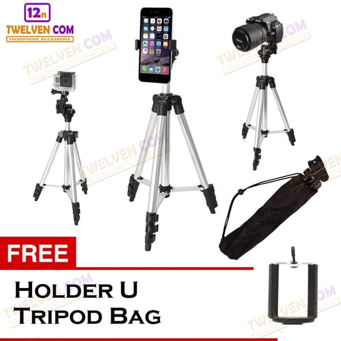 Weifeng 3110 Tripod Stainless with 3x Extend Leg - Suite For Smartphone & Camera - Black + Free Holder U