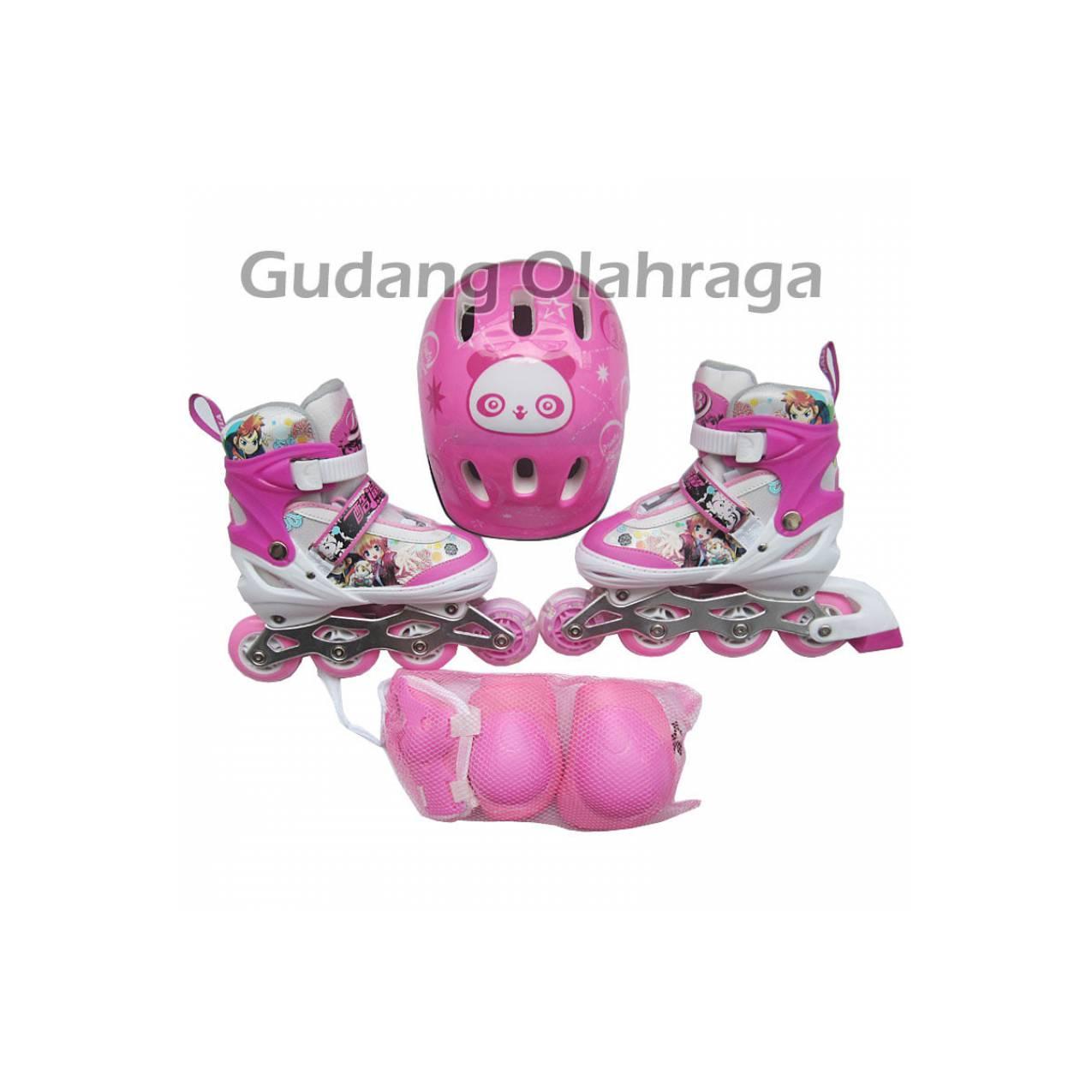 Sepatu Roda Anak Full Set Komplit (Inline skate + Helm + Dekker 1 Set)
