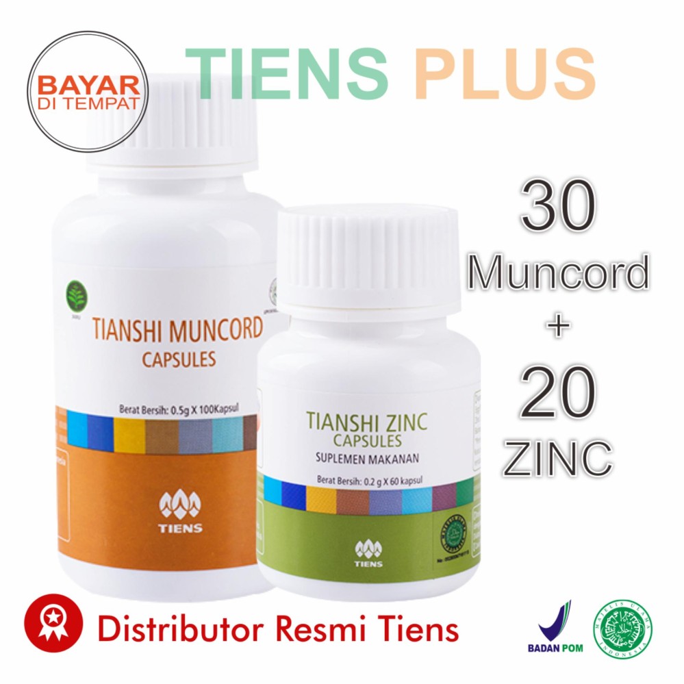Tiens Stamina Kuat - Pria Dan Wanita Paket Zinc 20 Kapsul + Muncord 30 Kapsul + Free Membercard & Gift by TIENS PLUS