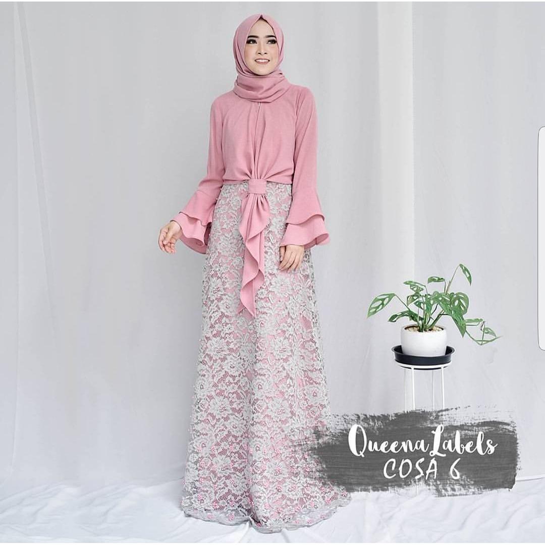 Baju Original Cossa Maxi Dress Muslim Modern Panjang Hijab Fashion Perempuan Casual Gamis Pakaian Wanita Terbaru Tahun 2018