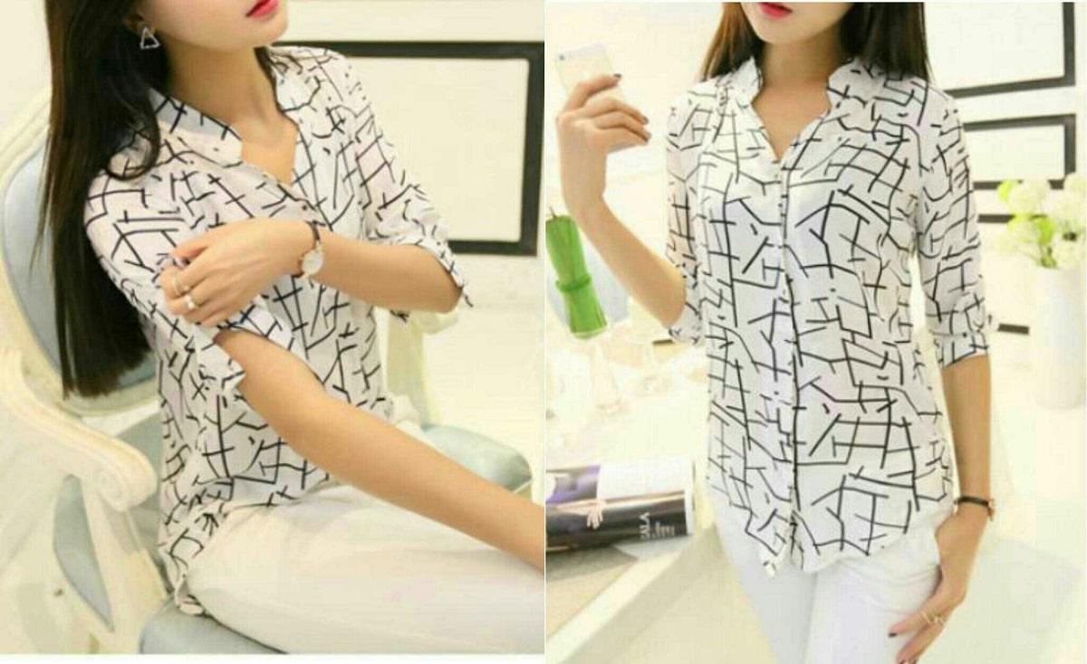 HRV Shop Kemeja Wanita Asia / Baju Wanita / Blouse Korea / Atasan Wanita / Baju Formal / Kemeja Wanita / Kemeja Formal / Atasan Muslim / Kemeja Cewek Tunik / Kemeja Kerja