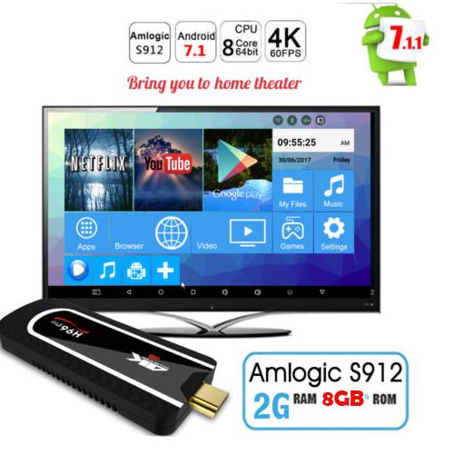 BARU H96 Pro Mini PC Android 7.1 Smart TV Dongle Amlogic S912 Octa Core 2g/16 GB H.265 KODI 4 K Kecil Media Player TV Stick-Intl