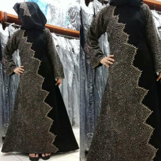 TERMURAH Se-SHOPEE... Abaya Hitam Fursyan Arab Saudi Jetblack Gamis Hijab Syari (s)