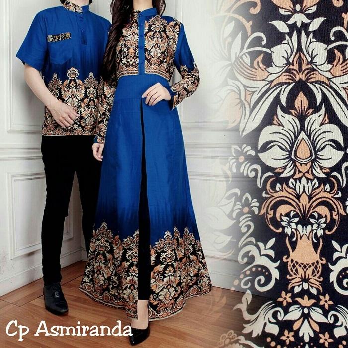 BajuReady 13606 B35 BAJU COUPLE PASANGAN KELUARGA BATIK MODERN SARIMBIT KEMEJA HEM PRIA COWOK KOKO LENGAN PENDEK PAKAIAN MUSLIM WANITA CEWEK MAXI MAXY DRESS PANJANG BUSANA PESTA KONDANGAN LEBARAN JAMAN ZAMAN NOW KEKINIAN BAHAN KATUN TERBARU