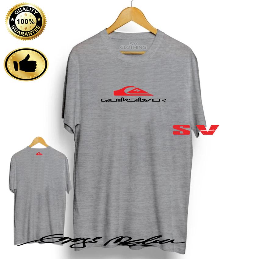 Kaos Distro Quiksilver Logo Front Back Black Premium