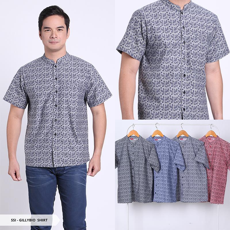 Gillybio Floral Simple Men Shirt-Blue