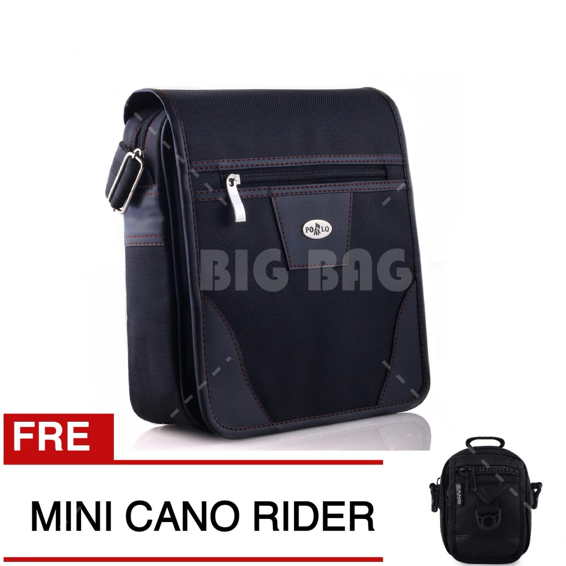 Tas Polo Classic Terbaru & Termurah Tas Selempang Pria Wanita Polo USA Harbour Black HR01 FREE Tas Mini Cano