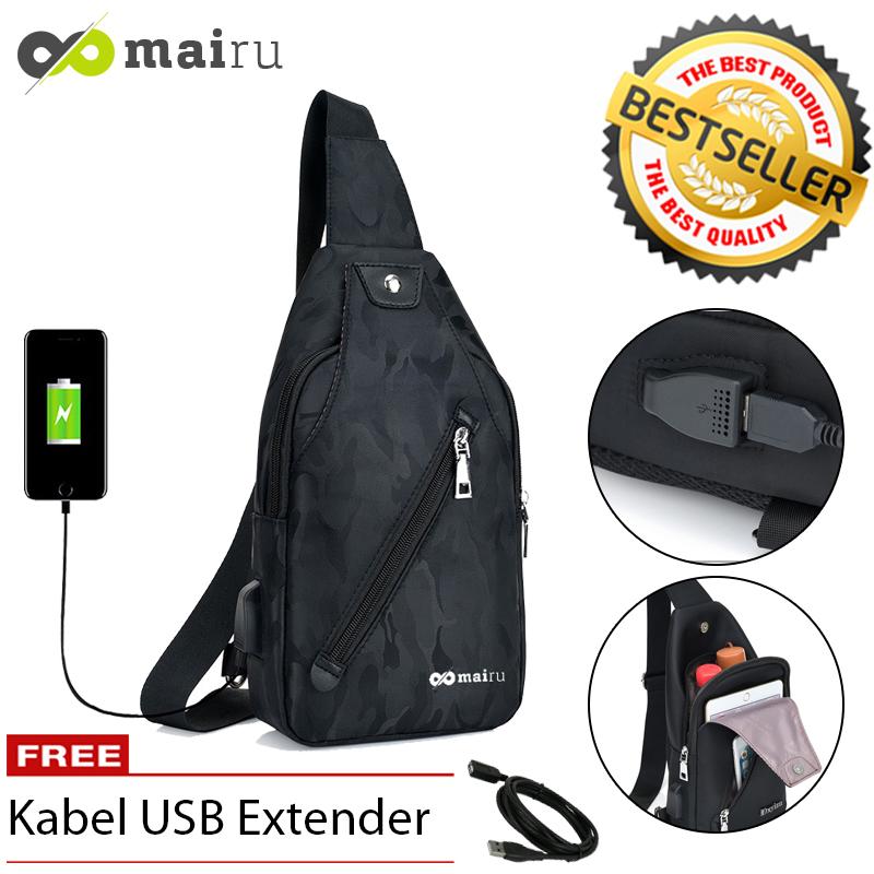 Mairu DxYiZu 533 Tas Selempang Pria Sling Bag Cross Body With USB Charger Support For Iphone Ipad Mini Xiaomi Samsung Tab Tablet 8'' Anti Theft