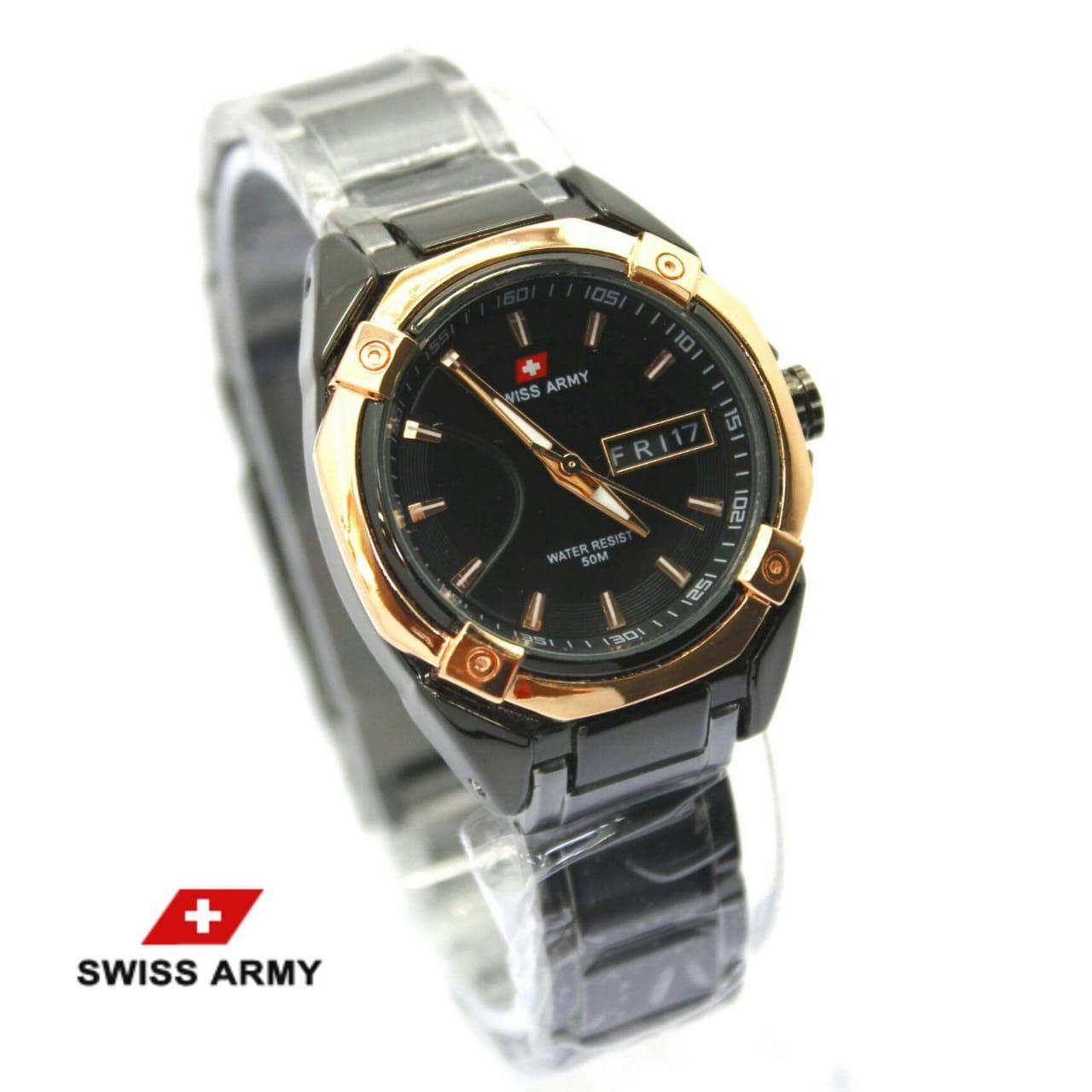 Swiss Army SA8052 - Jam Tangan Sport Formal Fashion Kasual Swiss Army Wanita Cewek Perempuan Model Terbaru Termurah Terlaris 2017 Trendy Modis Keren Elegan Analog Hari Tanggal Aktif Rantai Stainless Steel Swiss Army SA8052