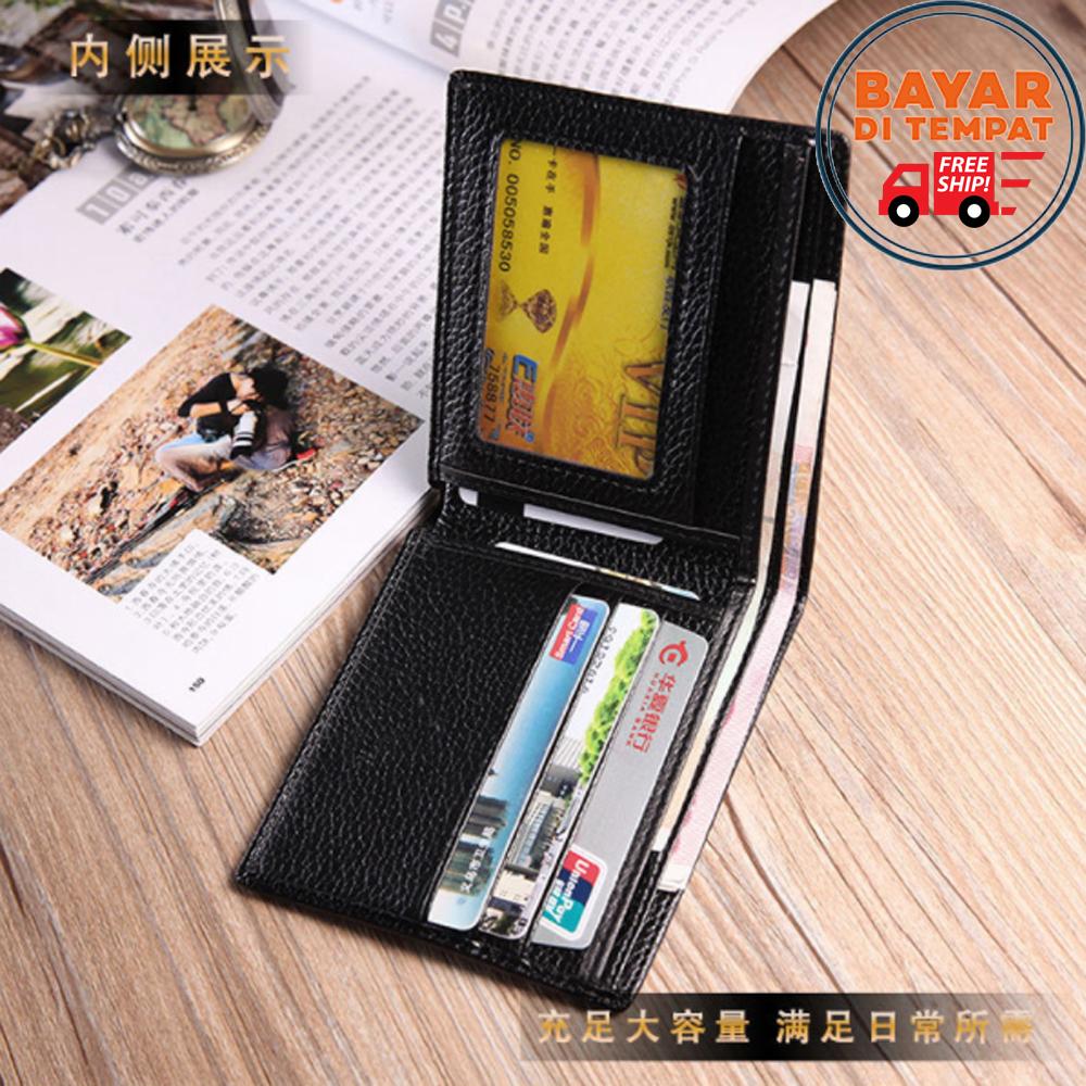 Free Shipping - Braun Buffel Dompet Pria Dompet Fashion Pria Dompet 3/4 Dompet Lipat Dompet Koin Dompet Kulit Dompet Kulit Pria 100% Kulit Sapi Size 6 Inchi Original - Black + Box