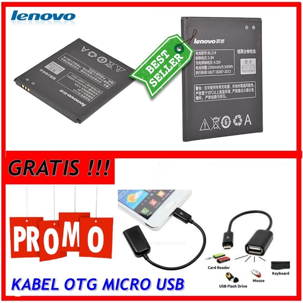 Lenovo Baterai / Battery BL219 For Lenovo A880 / A850 Original - Kapasitas 2500mAh + Gratis Kabel Otg Micro Usb ( ms_acc )