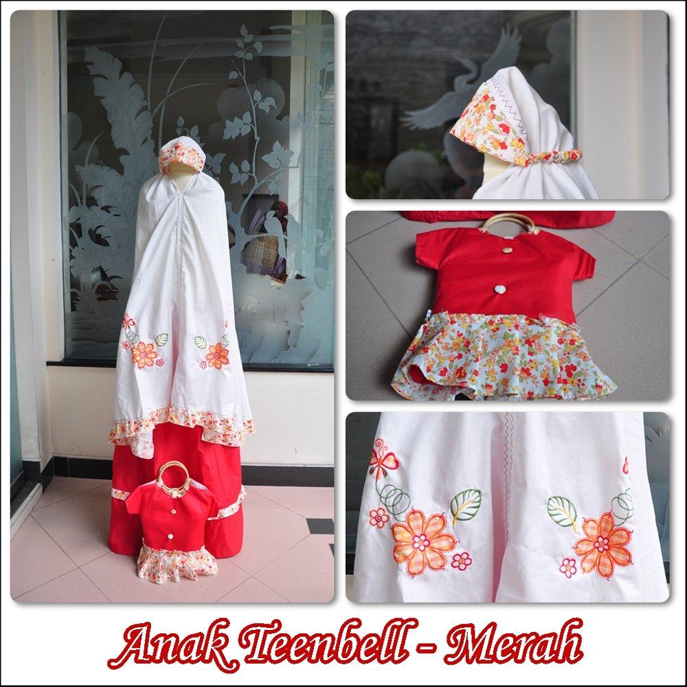 MUKENA ANAK TEENBELL MERAH S di lapak Grosir Mukena Dessy mukenadessy