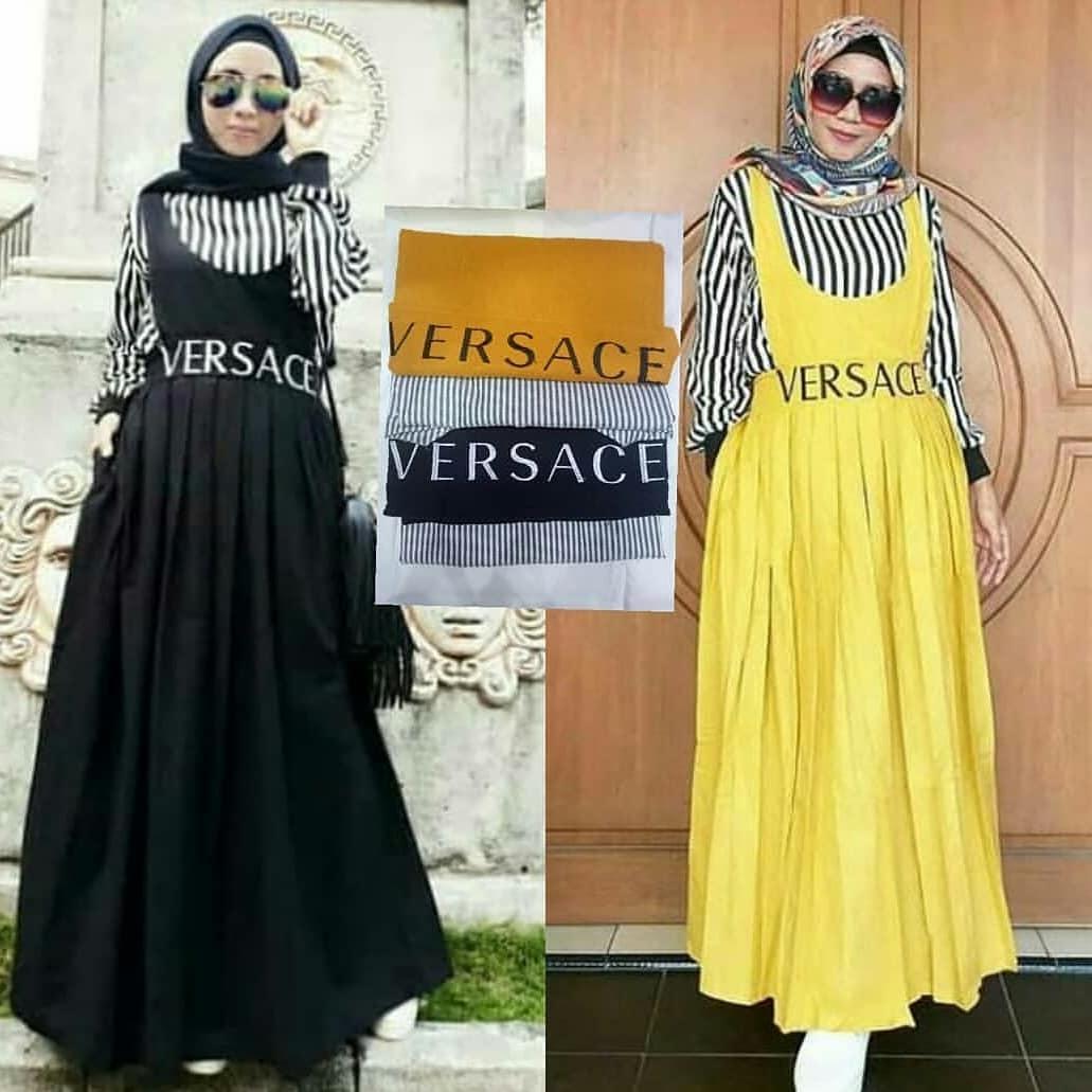 Baju Original Muslim Termurah MCL VERSACE Maxi Dress Modern Wanita Gamis Panjang Hijab Fashion Perempuan Casual Terbaru Tahun 2018