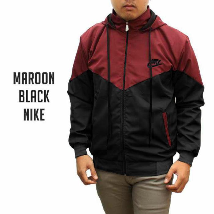 JAKET PARASUT NIKE MAROON HITAM