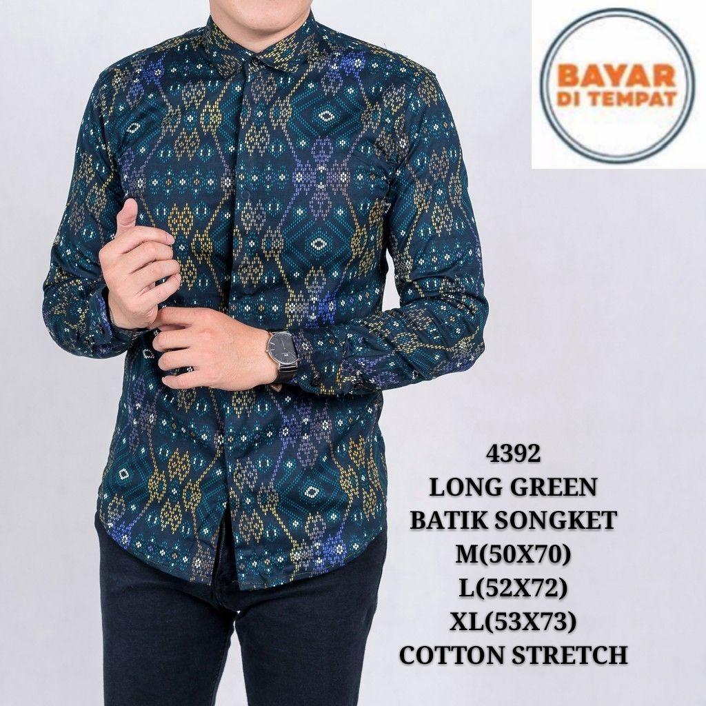 Kemeja batik songket pria atasan lengan panjang/batik songket distro premium/kemeja pria batik songket