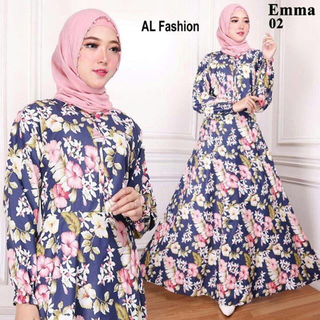 MAXI EMMA 02 motif bunga gamis perempuan terbaru busana pesta wanita muslim party dress