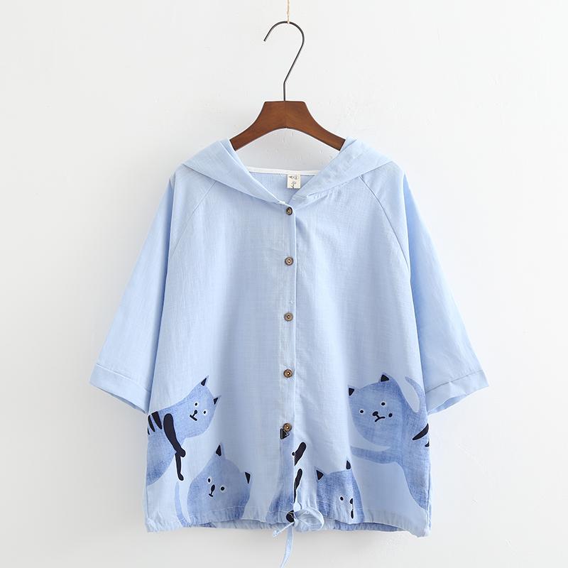 MM Mantel Tipis Korea Modis Gaya Kain Linen Anti Sinar Ultraviolet Baju Pelindung Matahari Perempuan (Biru)