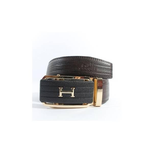 Gesper Ikat Pinggang Rel Kulit Pria Import Hermes 358 Gold Brown