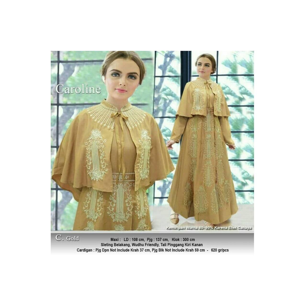 Promo GAMIS/DRESS/HIJAB PESTA CAROLINE GOLD Termurah 1.2666 - Gold