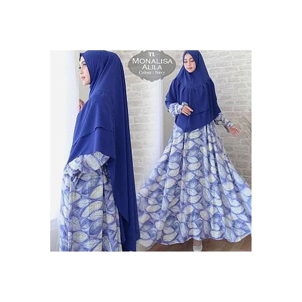 Syari Monalisa Alila Navy Tl Gamis Wanita Monalisa Navy