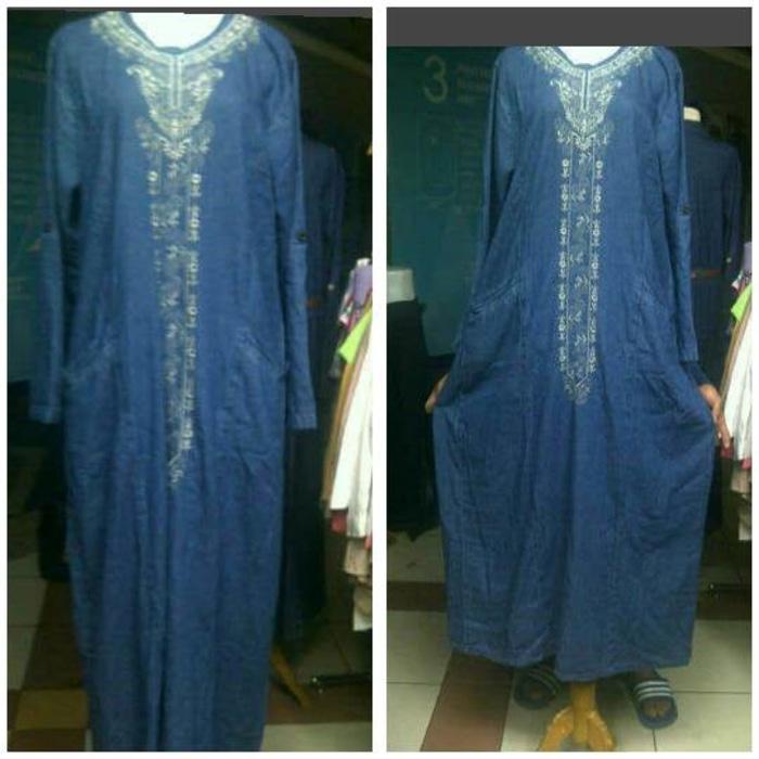 Gamis Jeans Bordir Depan Blkg Ada Kancing