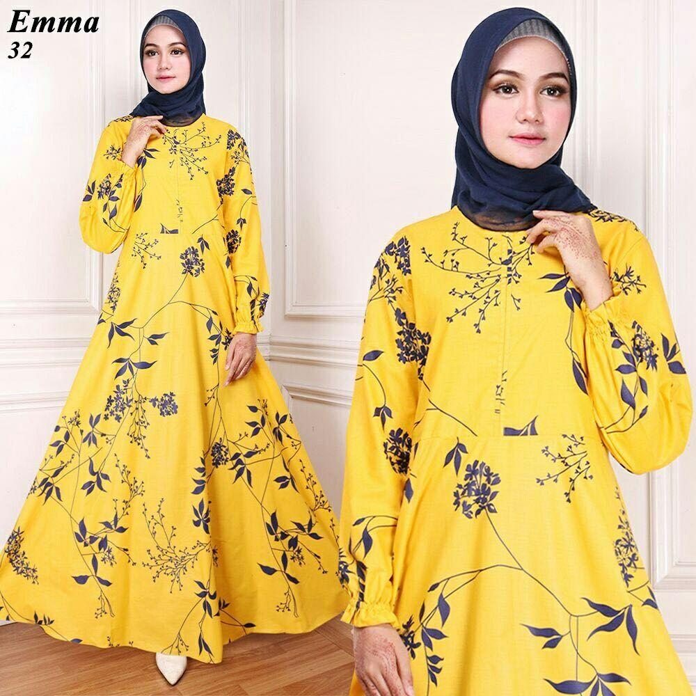 GAMIS MAXI DRESS KATUN EMMA 32 KUNING (NO PASMINA)