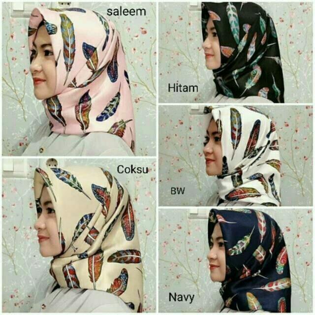jilbab hijab kerudung khimar syari segi empat motif bulu