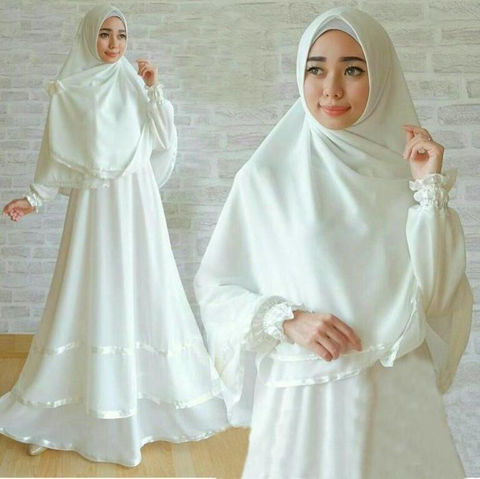 Limited! Anggun Syari White gamis busui syari Warna Putih busana Muslim Murah!