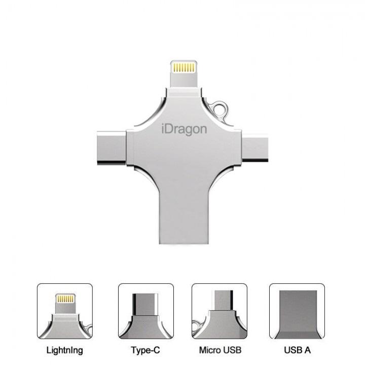 16Gb 4 In 1 Flash Drive Metal Micro USB Fat32 Exfat Laku