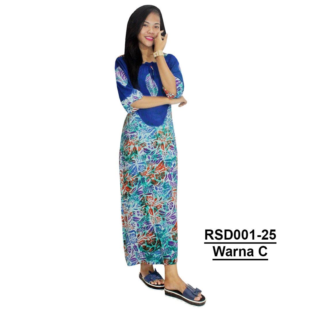 Sekdres Lengan 7/8 Batik Cap Halus Pekalongan, Baju Tidur, piyama, Leher Kerut (RSD001-25) Batik Alhadi