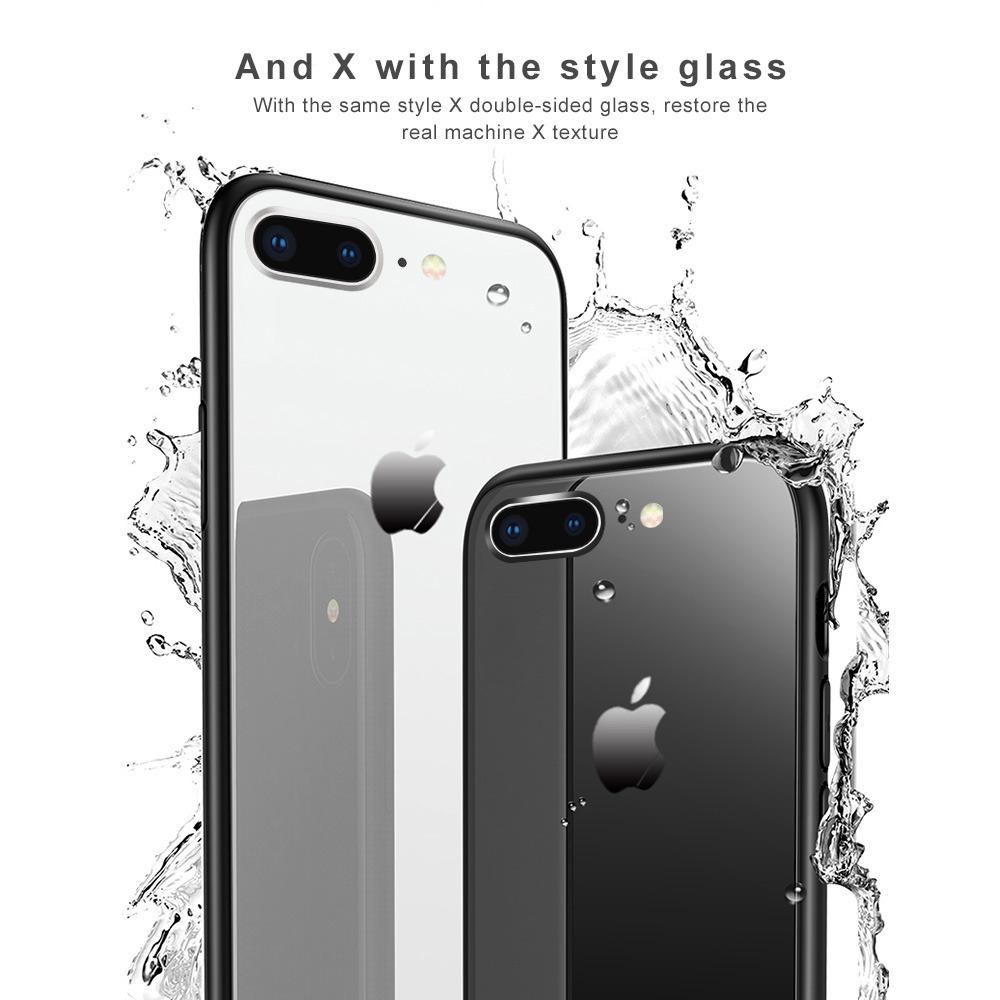 Tempered Glass Case Iphone 7 PLUS / 7+ Premium Soft Hard Casing Kaca - WHITE