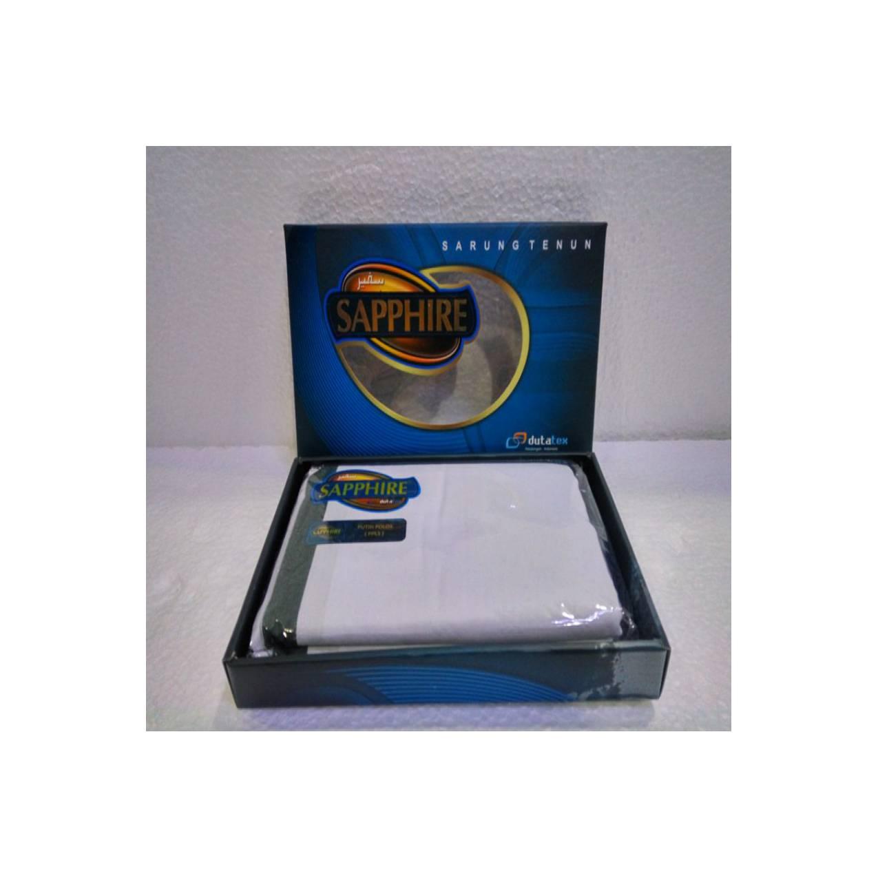 1 KODI (20 BH) KAIN SARUNG MUSLIM PRIA DEWASA MERK SAPPHIRE PUTIH