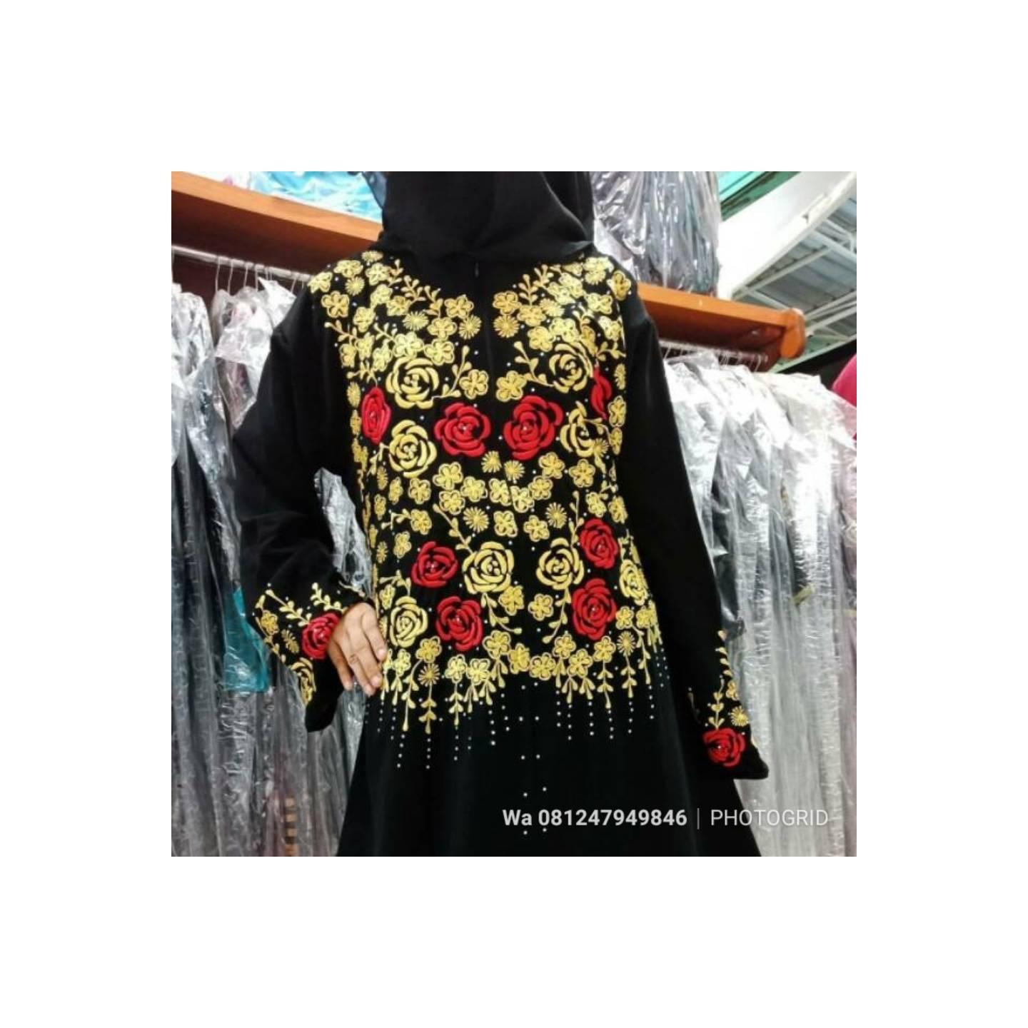 Baju Lebaran Abaya Butik Muslim Gamis Longdress Maxi Hijab Arab Saudi - Hitam, S