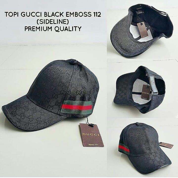 topi gucci black emboss 112 sideline