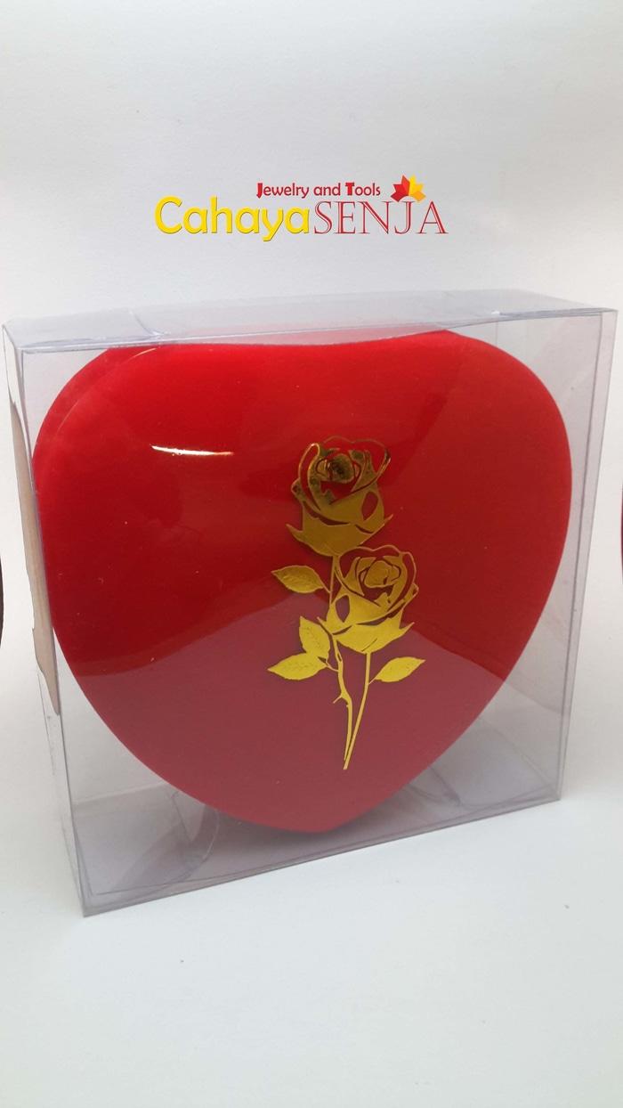 Sale - set Kotak Perhiasan Bludru Anting, Gelang, Kalung & Cincin Bentuk Love Import
