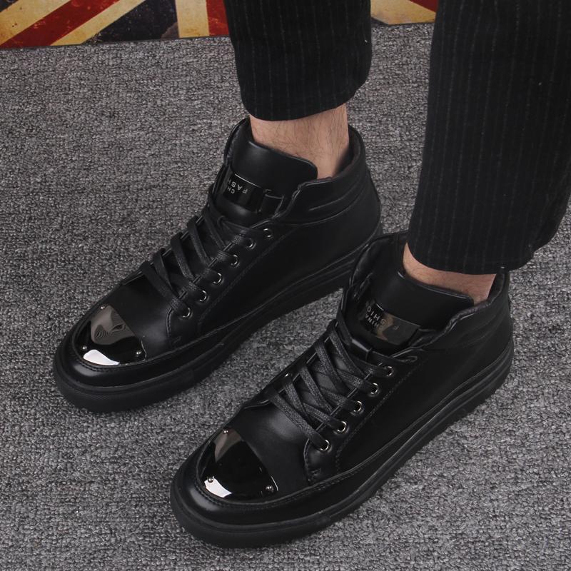 Tinggi Negara Korea Fashion Style Tambah Beludru Merah Musim Dingin Pasang Sepatu Sepatu Engkel Tinggi (Hitam Dari Versi Normal)