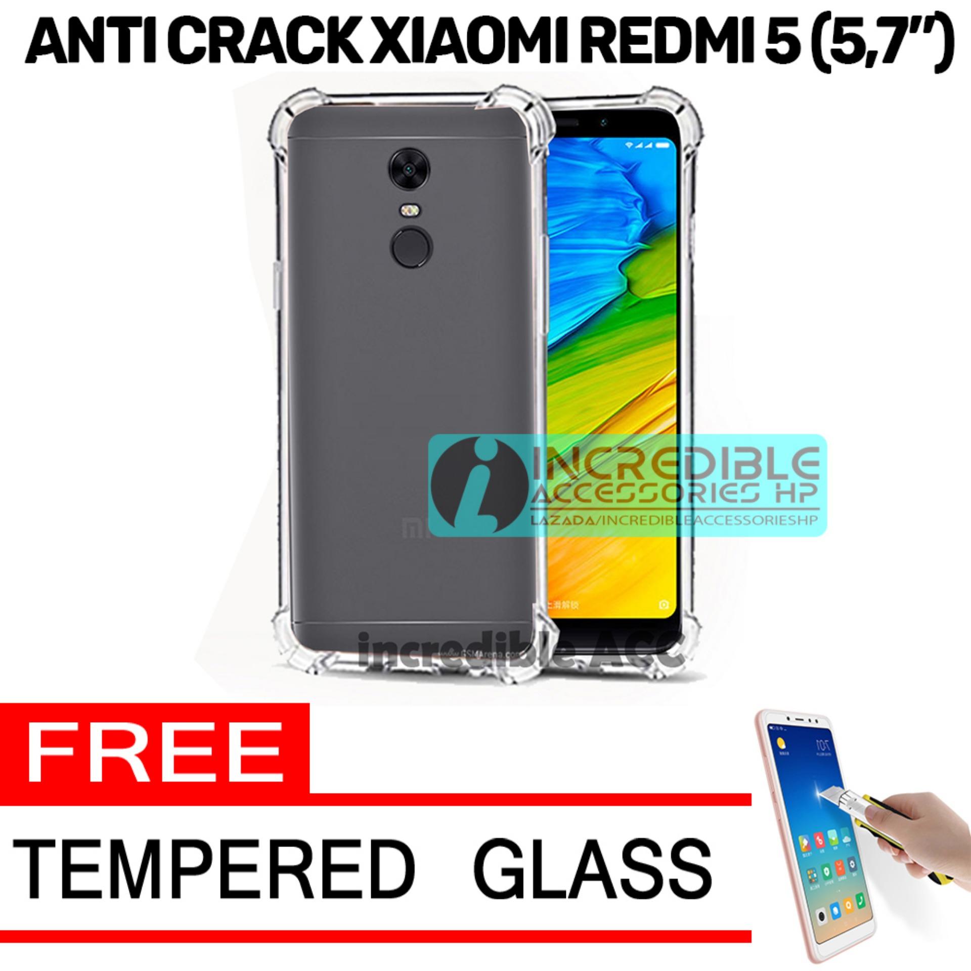Xiaomi Redmi 5 (5,7 inch) Softcase Silicon Anti Crack / Anti Shock Elegant Softcase - White Clear + Free Tempered Glass