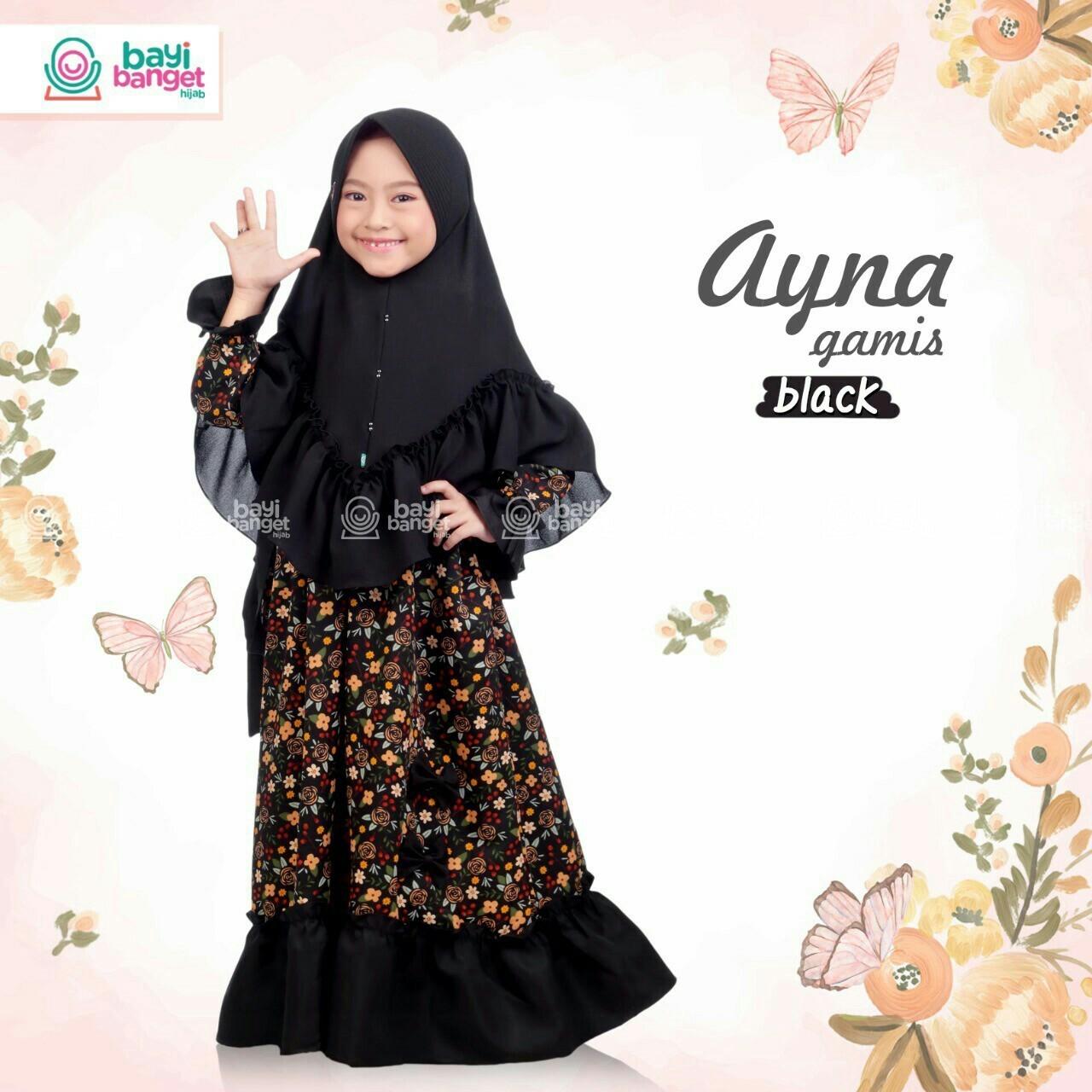 Fairuz Hijab, Baju Gamis Anak Perempuan Terbaru, Busana Muslim Anak lucu, Baju Muslim Anak Modern Warna Hitam Motif Bunga Usia Bayi Baru Lahir sampai 2 Tahun