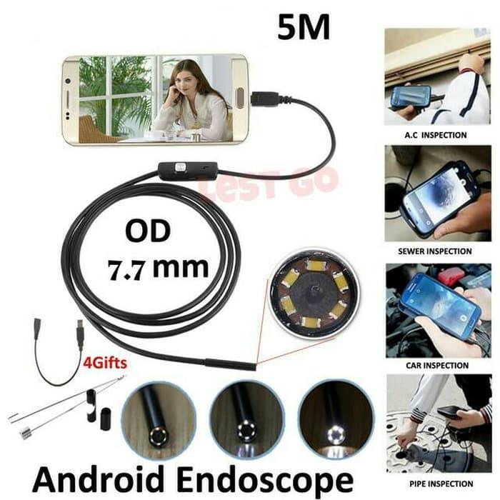 Endoscope Camera Kabel Android 5m 7mm Waterproof 6Led / Aneka Kamera Pengintai Terbaru / Kamera Tersembunyi Model Kabel Murah Terlaris Keren Terbaru