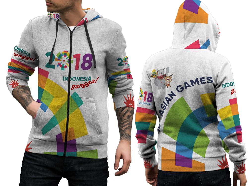 Jaket Sweater Hoodie Zipper Fullprint Custom Asian Games 2018 Indonesia Bangga