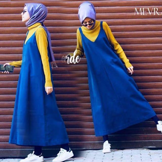 DAMAI FASHION JAKARTA - 2in1 overall muslim wanita ZAHRA - konveksi baju murah tanah abang