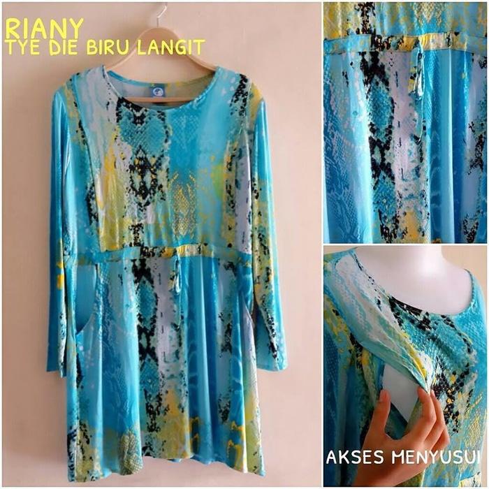 Riany baju dress tunik gamis manset batik hamil menyusui jumbo bigsize