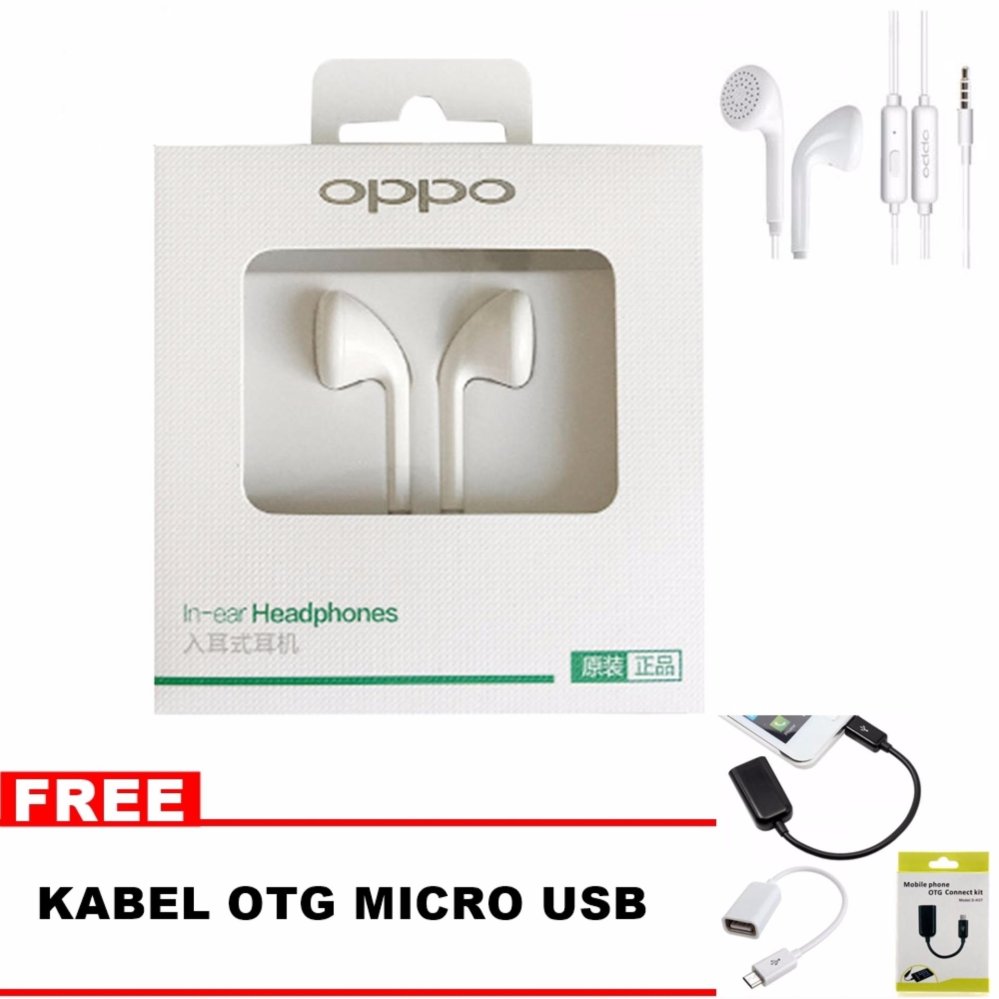 OPPO Handsfree / Headphone In-Ear MH133 + Free OTG Kabel Micro Usb