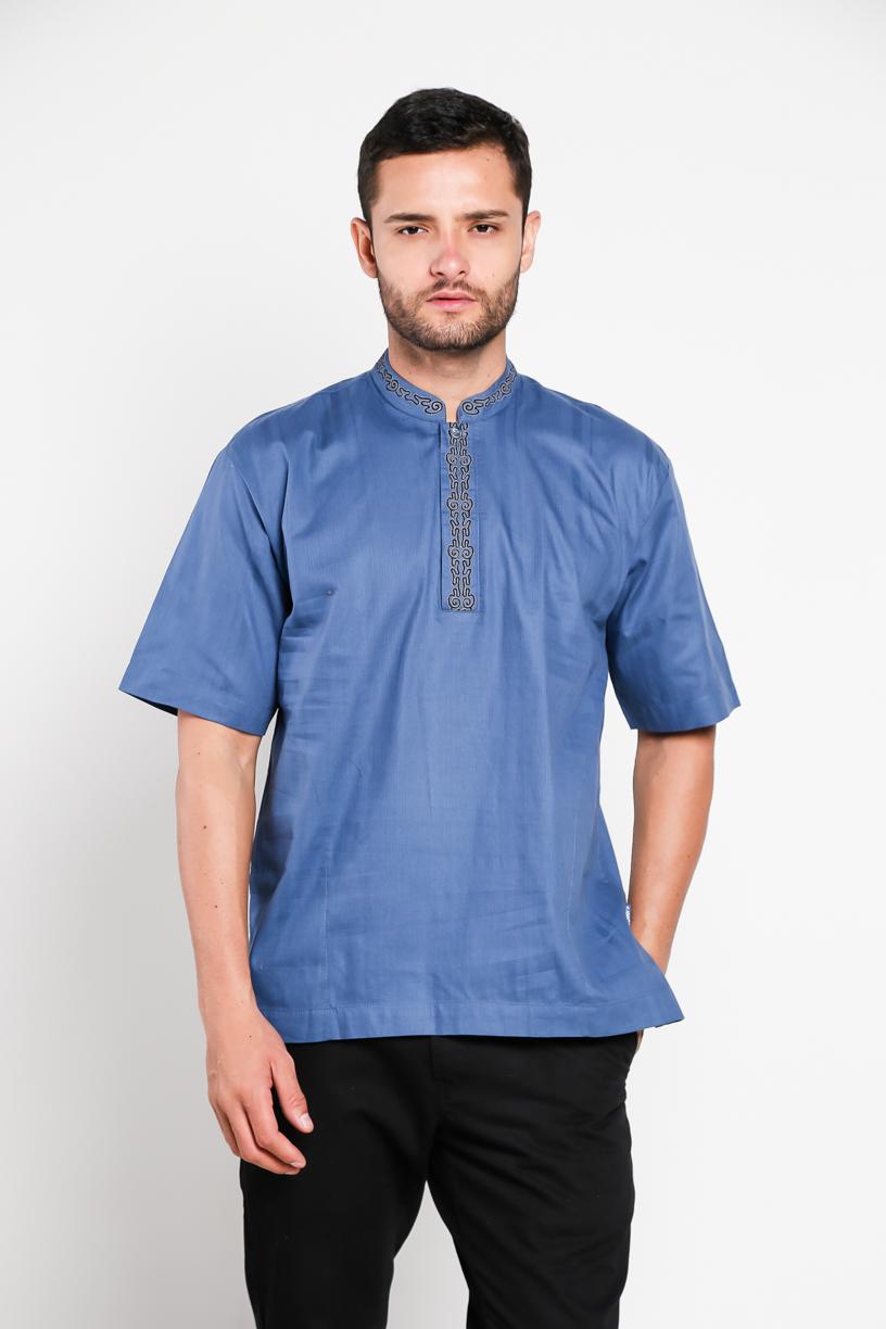 Aitana Baju Koko Pria Bordir YN-11723-SS BIRU