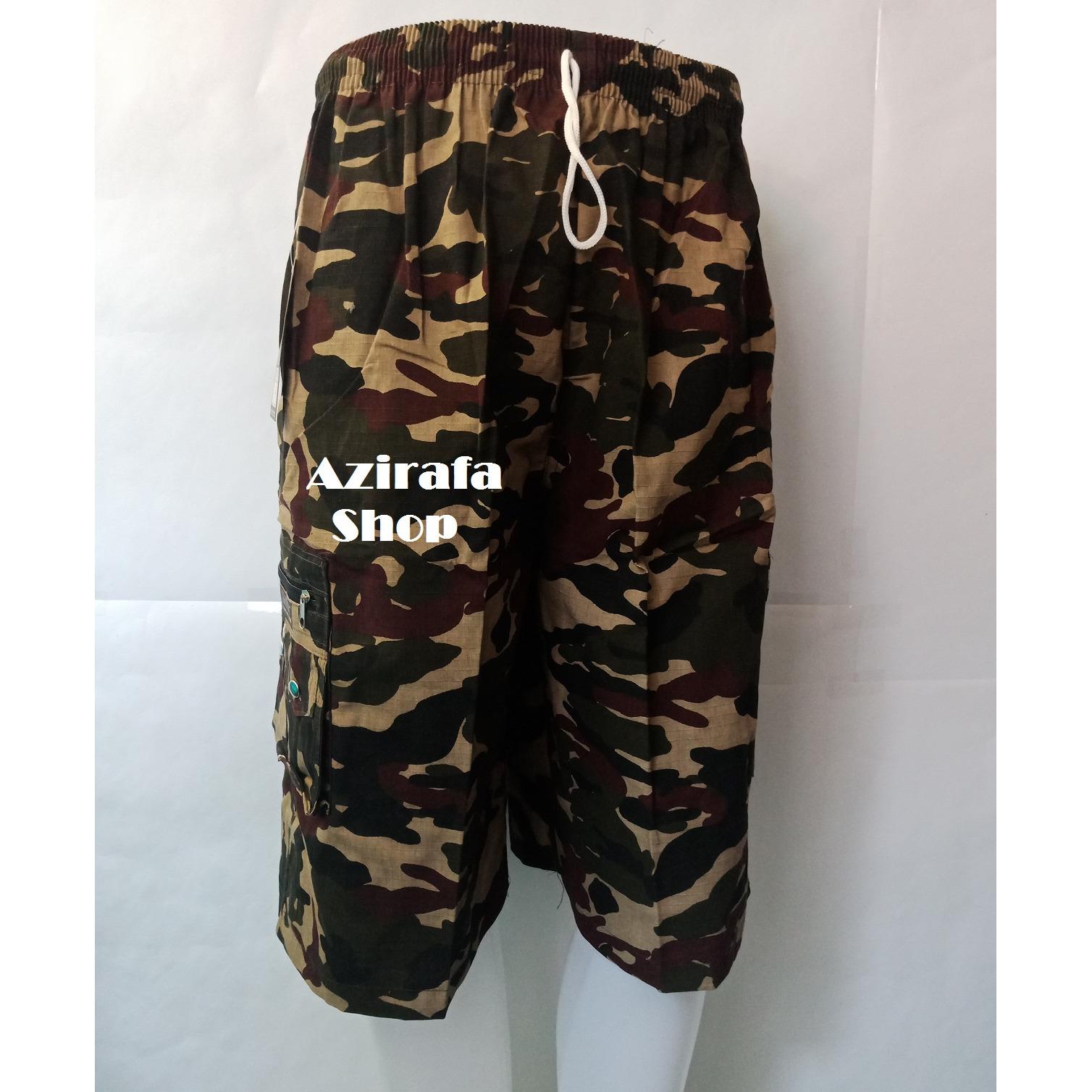 CELANA PENDEK JUMBO BAHAN CARGO MOTIF ARMY